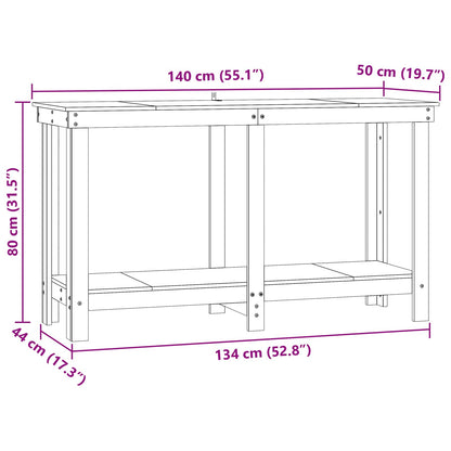 Work Bench Wax Brown 140 x 50 x 80 cm Solid Pine Wood