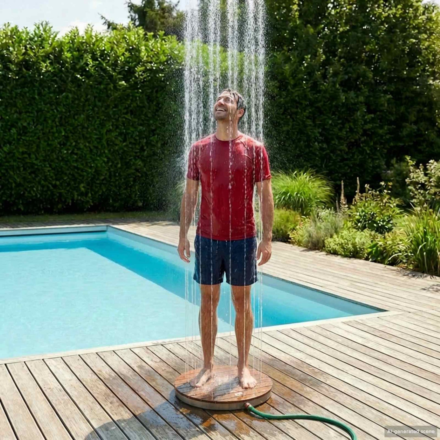 Garden Floor Shower WPC and Stainless Steel 201 Brown