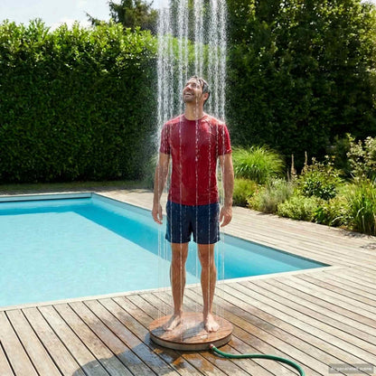 Garden Floor Shower WPC and Stainless Steel 201 Brown