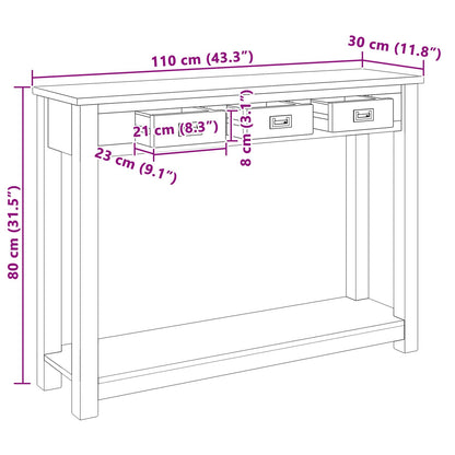 Console Table Natural 110 x 30 x 80 cm Solid Teak Wood