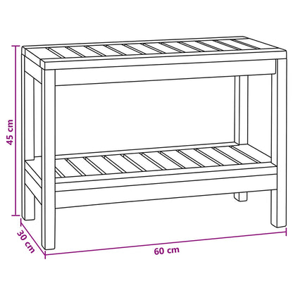 Bathroom Side Table Natural 60 x 30 x 45 cm Solid Teak Wood
