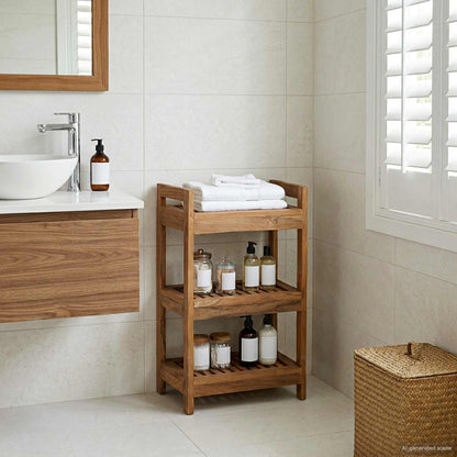 Bathroom Shelf Natural 45 x 30 x 71 cm Solid Teak Wood