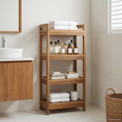 Bathroom Shelf Natural 45 x 30 x 97 cm Solid Teak Wood