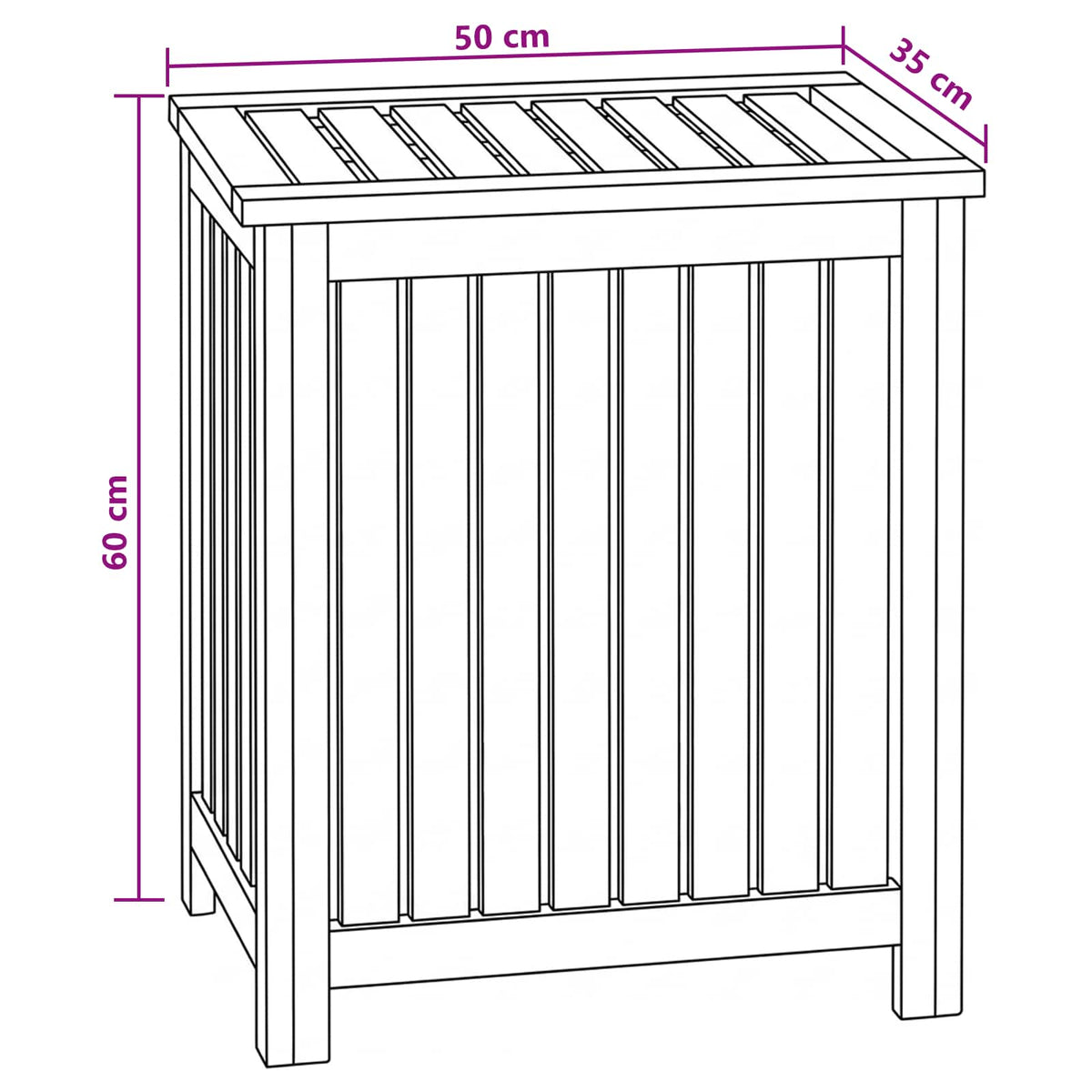 Laundry Basket Natural Solid Teak Wood