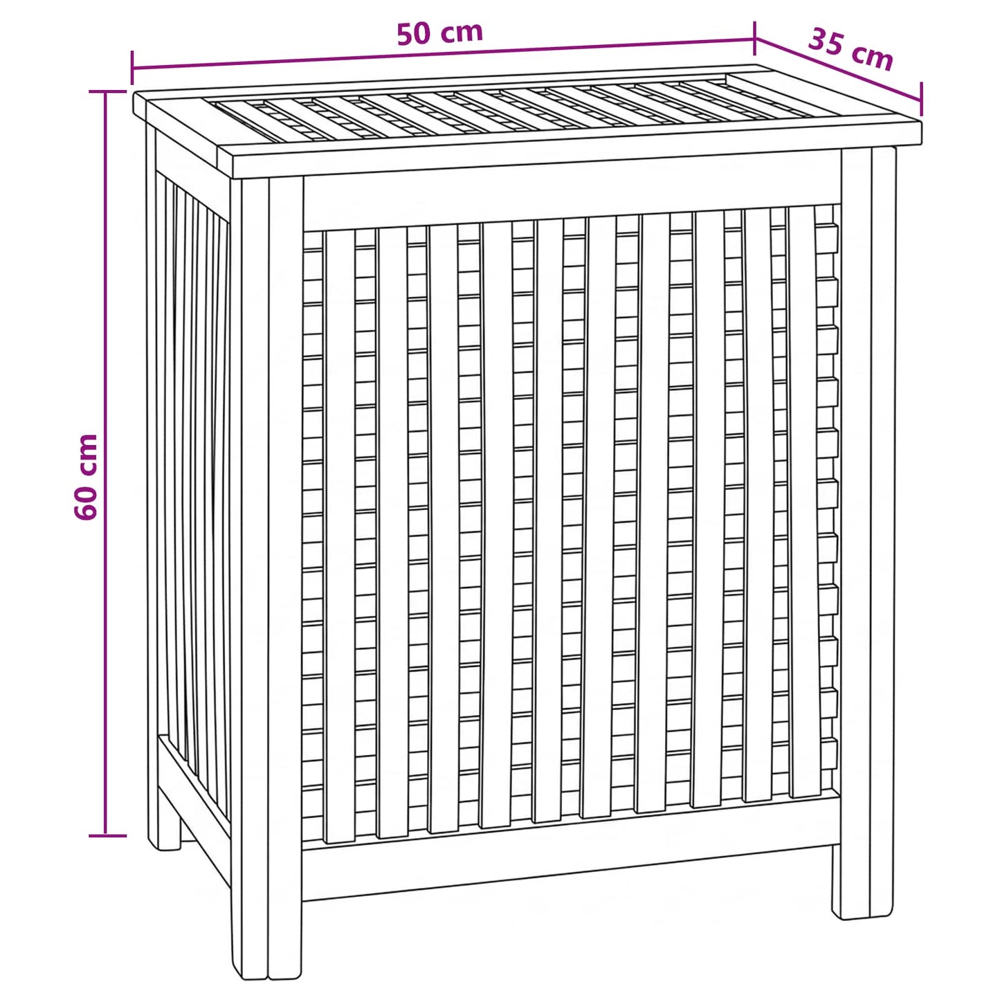 Laundry Basket Natural Solid Teak Wood
