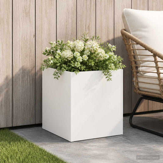 Garden Planter White 35 x 35 x 35 cm Cold-rolled Steel