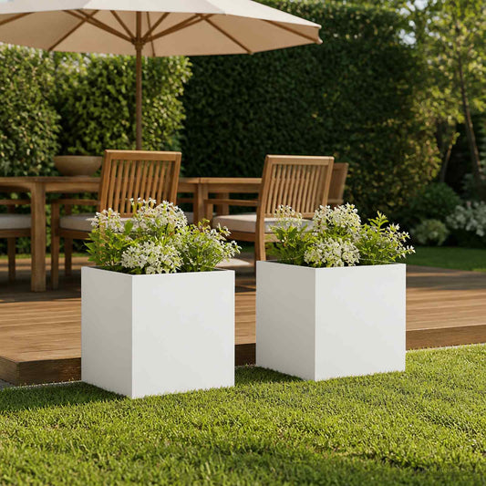Garden Planter 2 pcs White 35 x 35 x 35 cm Cold-rolled Steel