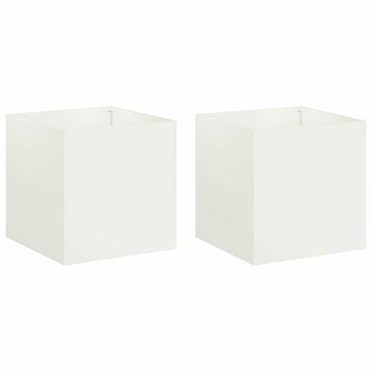 Garden Planter 2 pcs White 35 x 35 x 35 cm Cold-rolled Steel