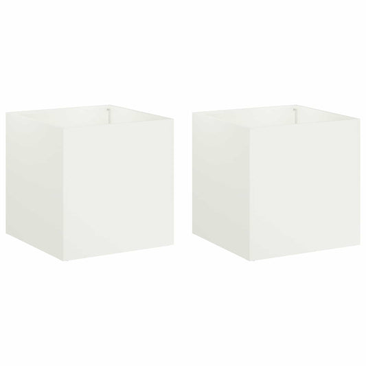 Garden Planter 2 pcs White 35 x 35 x 35 cm Cold-rolled Steel