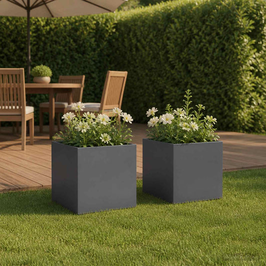Garden Planter 2 pcs Anthracite 35 x 35 x 35 cm