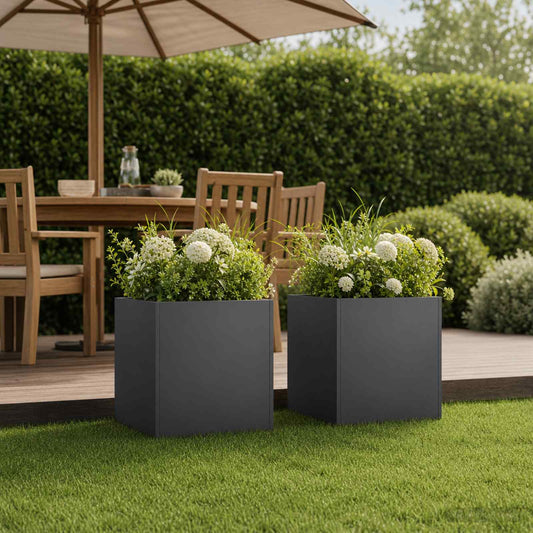 Garden Planter 2 pcs Black 45 x 45 x 45 cm Cold-rolled Steel