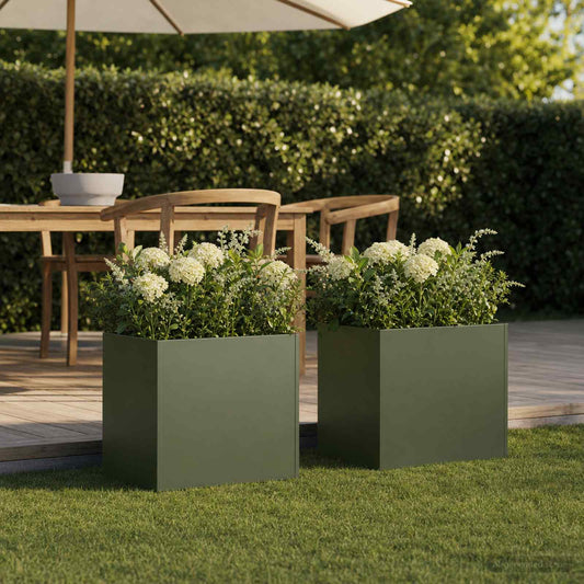 Garden Planter 2 pcs Olive Green 45 x 45 x 45 cm