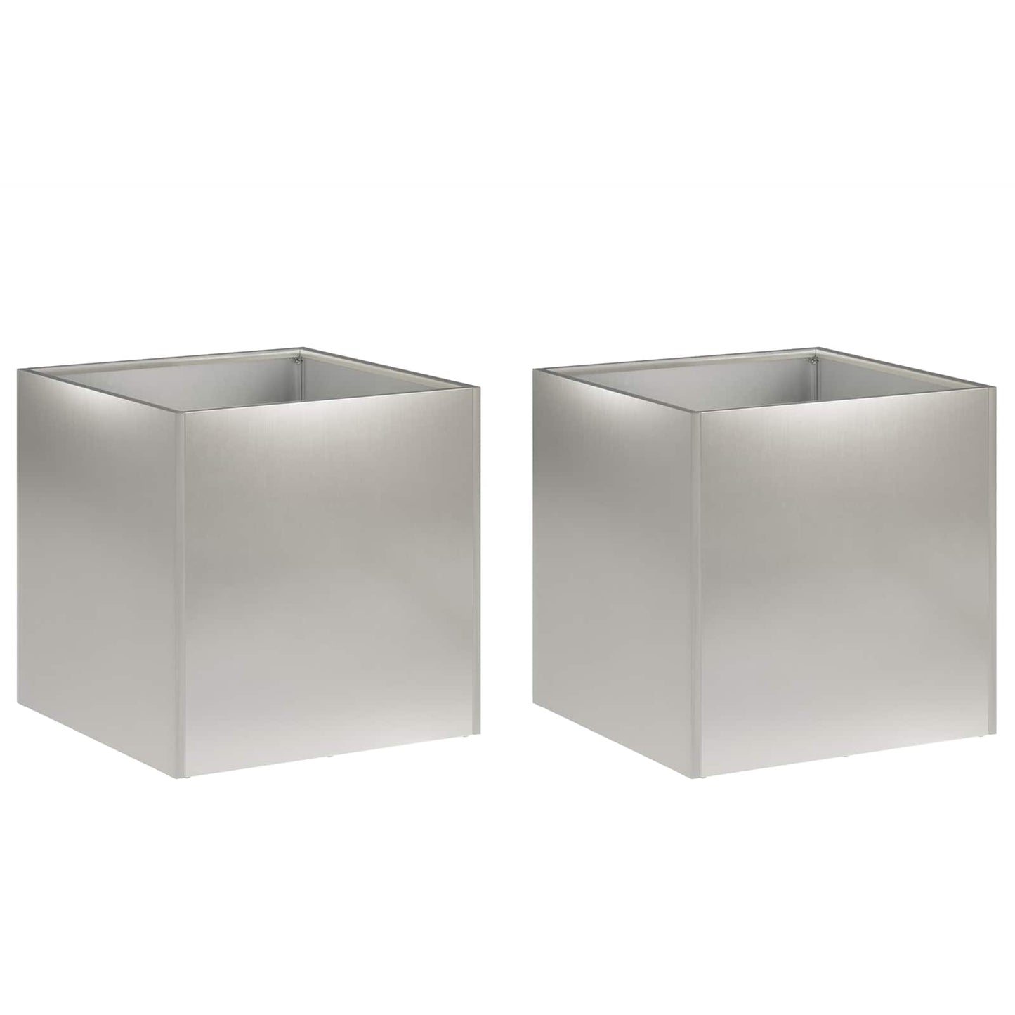 Garden Planter 2 pcs Silver 45 x 45 x 45 cm Stainless Steel