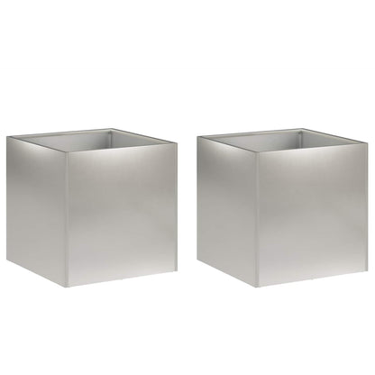 Garden Planter 2 pcs Silver 45 x 45 x 45 cm Stainless Steel