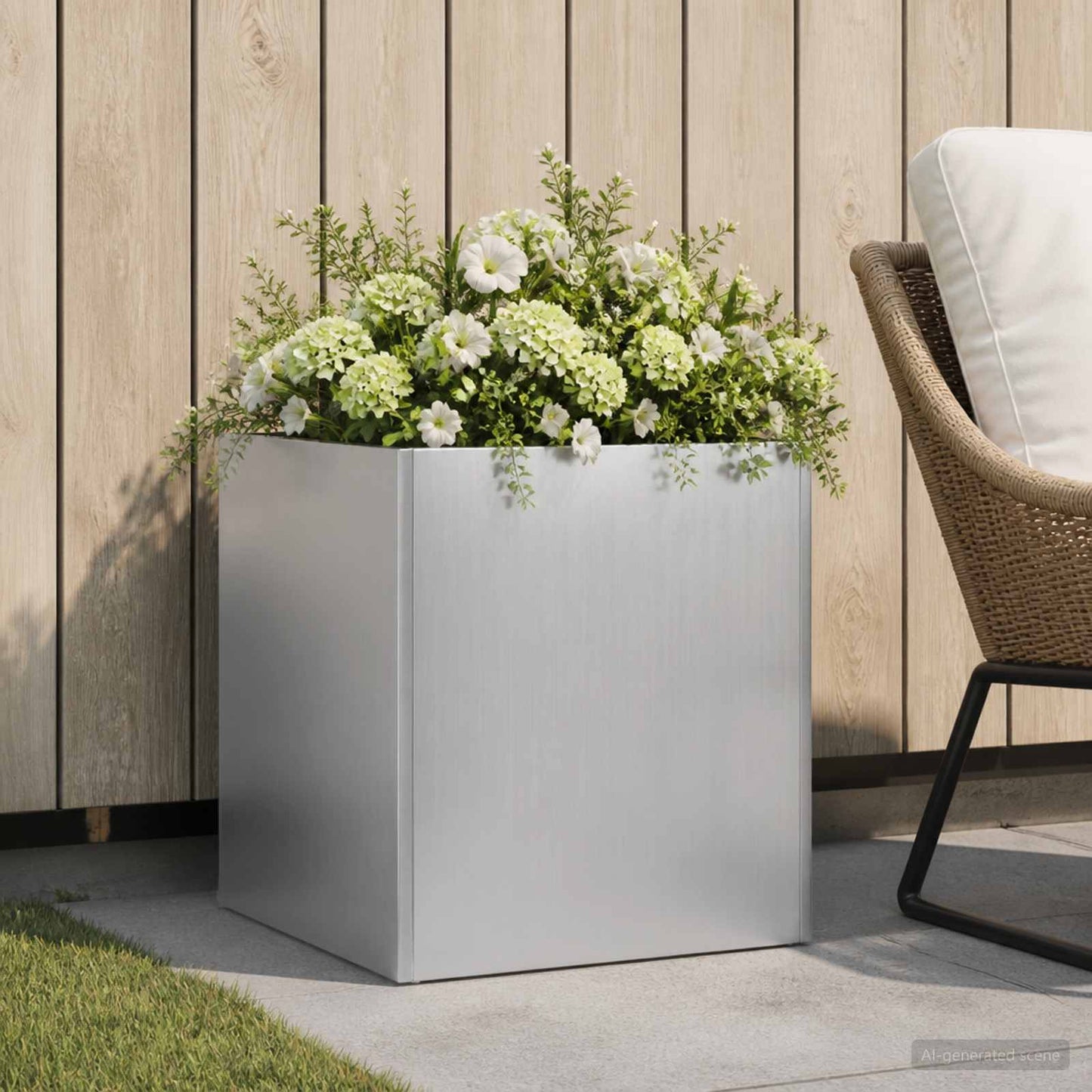 Garden Planter Silver 45 x 45 x 45 cm Galvanised Steel