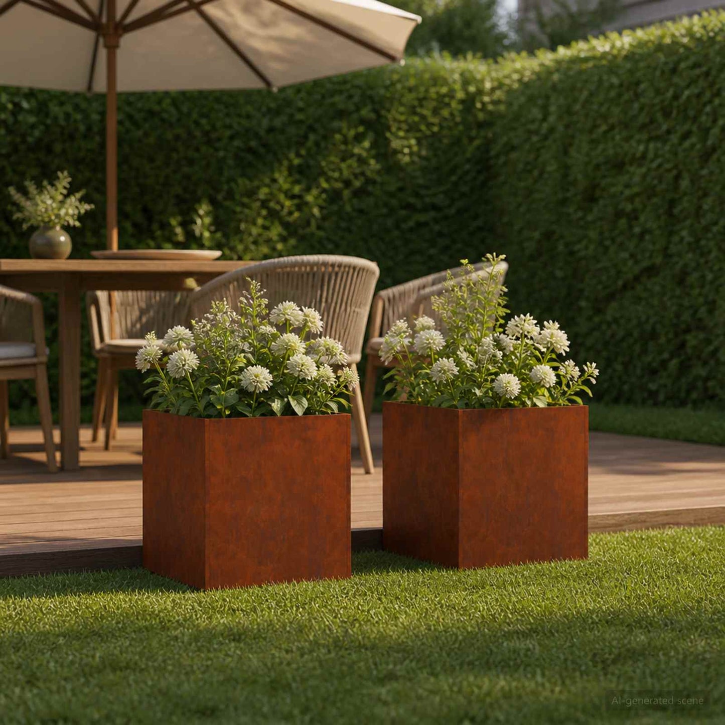 Garden Planter 2 pcs Rusty 45 x 45 x 45 cm Weathering Steel