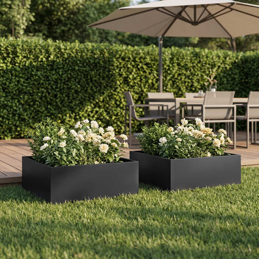 Garden Planter 2 pcs Black 40 x 40 x 20 cm Cold-rolled Steel