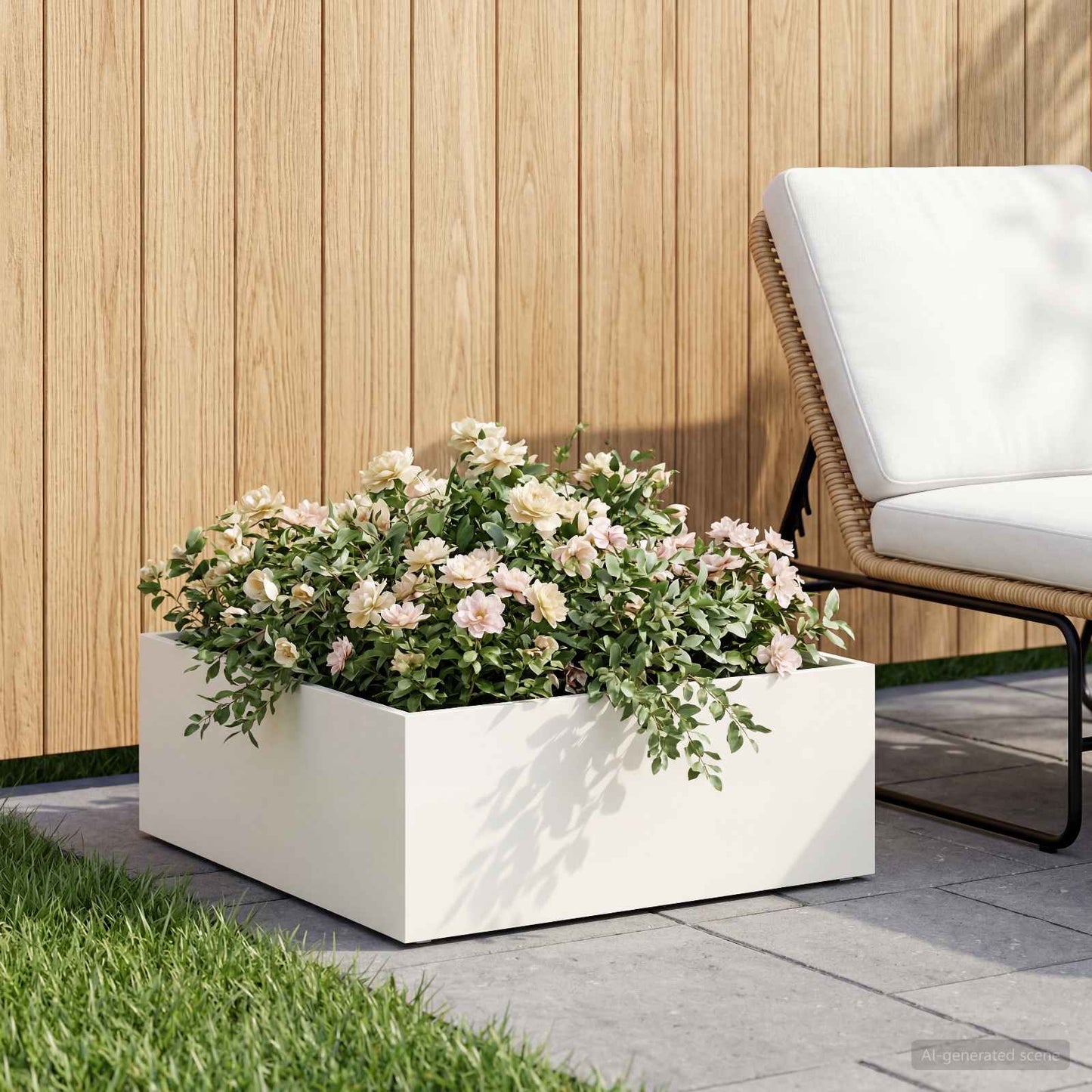 Garden Planter White 40 x 40 x 20 cm Cold-rolled Steel