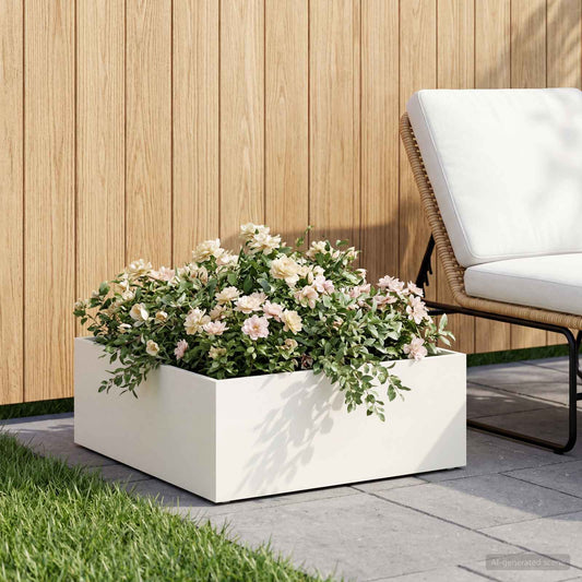 Garden Planter White 40 x 40 x 20 cm Cold-rolled Steel