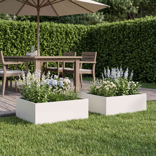 Garden Planter 2 pcs White 40 x 40 x 20 cm Cold-rolled Steel