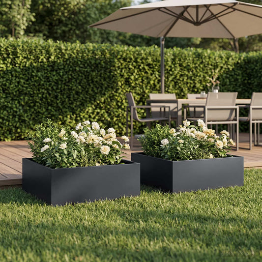 Garden Planter 2 pcs Anthracite 40 x 40 x 20 cm