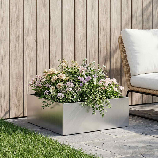 Garden Planter Silver 40 x 40 x 20 cm Stainless Steel