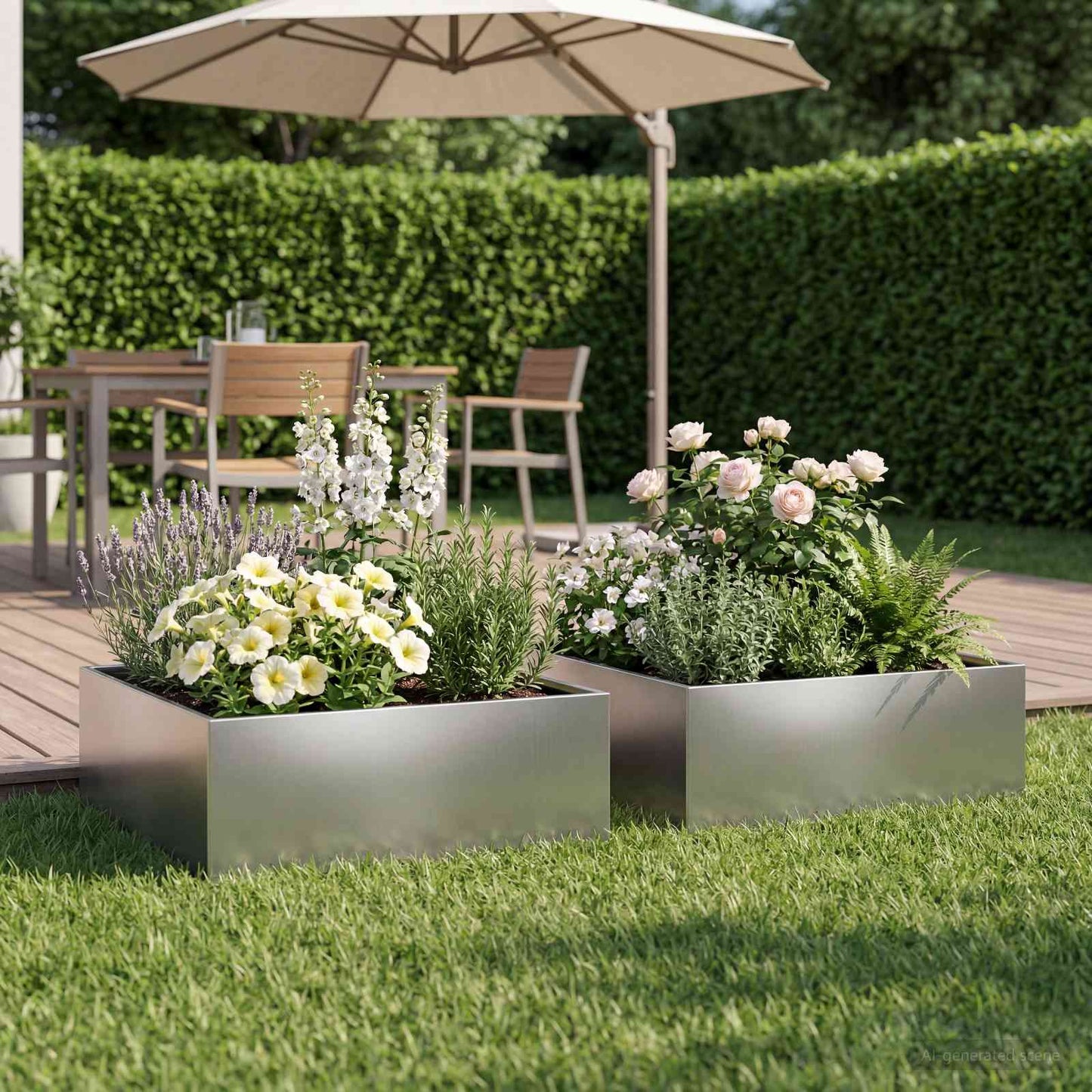 Garden Planter 2 pcs Silver 40 x 40 x 20 cm Stainless Steel
