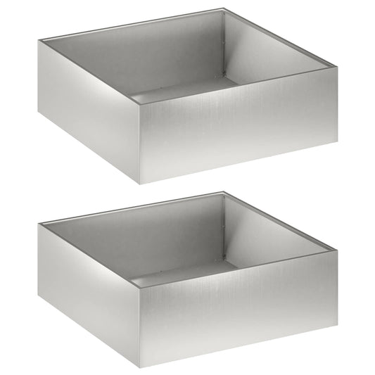 Garden Planter 2 pcs Silver 40 x 40 x 20 cm Stainless Steel