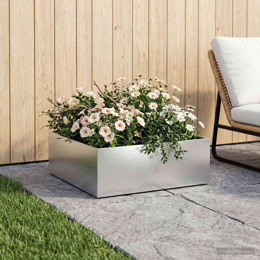 Garden Planter Silver 40 x 40 x 20 cm Galvanised Steel