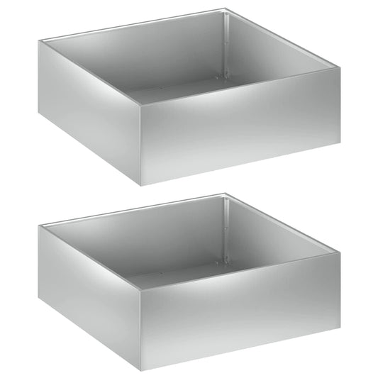 Garden Planter 2 pcs Silver 40 x 40 x 20 cm Galvanised Steel