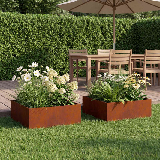 Garden Planter 2 pcs Rusty 40 x 40 x 20 cm Weathering Steel