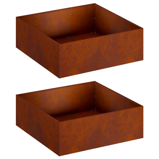 Garden Planter 2 pcs Rusty 40 x 40 x 20 cm Weathering Steel