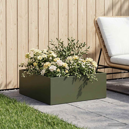 Garden Planter Olive Green 60 x 60 x 20 cm Cold-rolled Steel