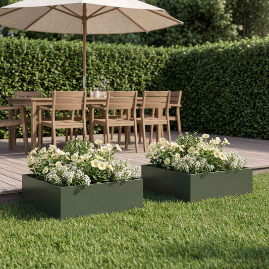 Garden Planter 2 pcs Olive Green 60 x 60 x 20 cm