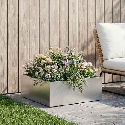Garden Planter Silver 60 x 60 x 20 cm Stainless Steel