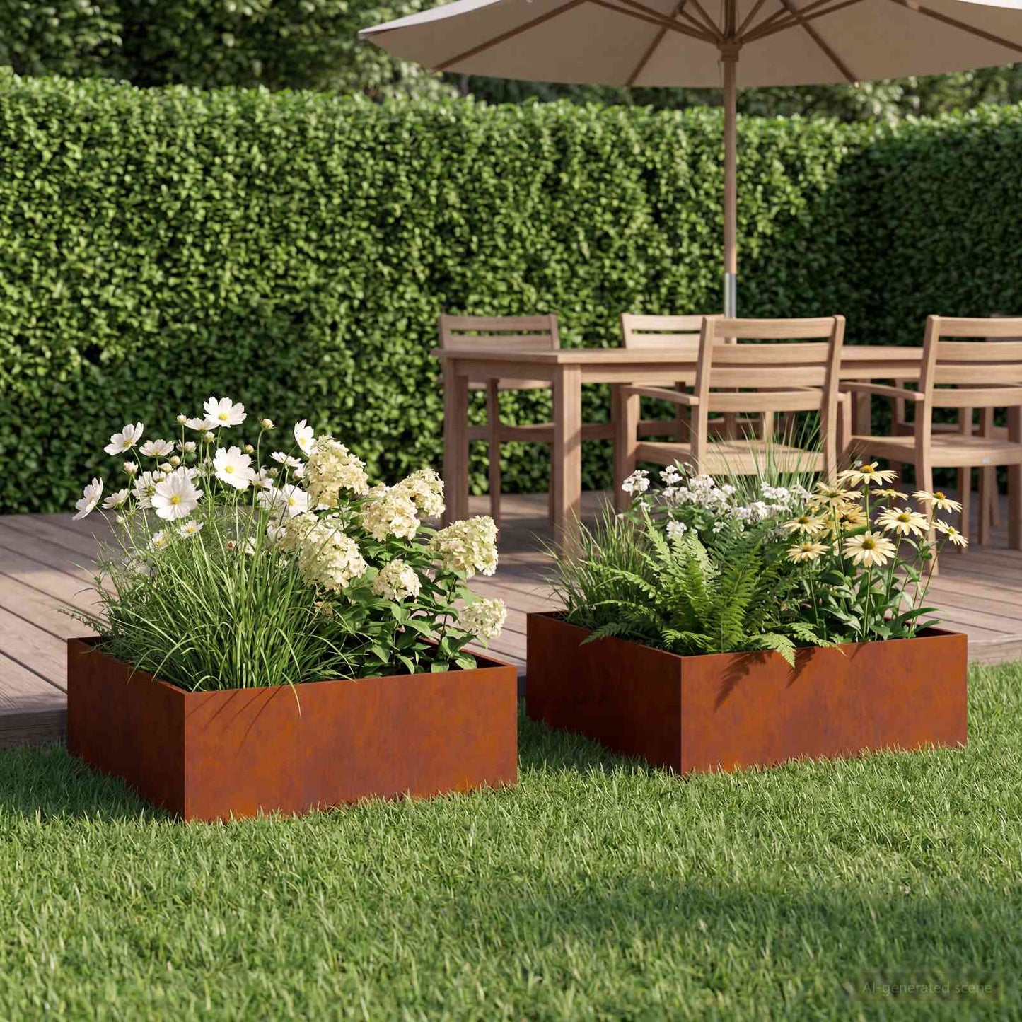 Garden Planter 2 pcs Rusty 60 x 60 x 20 cm Weathering Steel