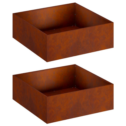 Garden Planter 2 pcs Rusty 60 x 60 x 20 cm Weathering Steel