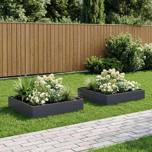 Garden Planter 2 pcs Anthracite 80 x 80 x 20 cm