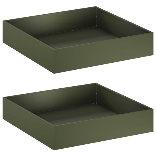 Garden Planter 2 pcs Olive Green 80 x 80 x 20 cm