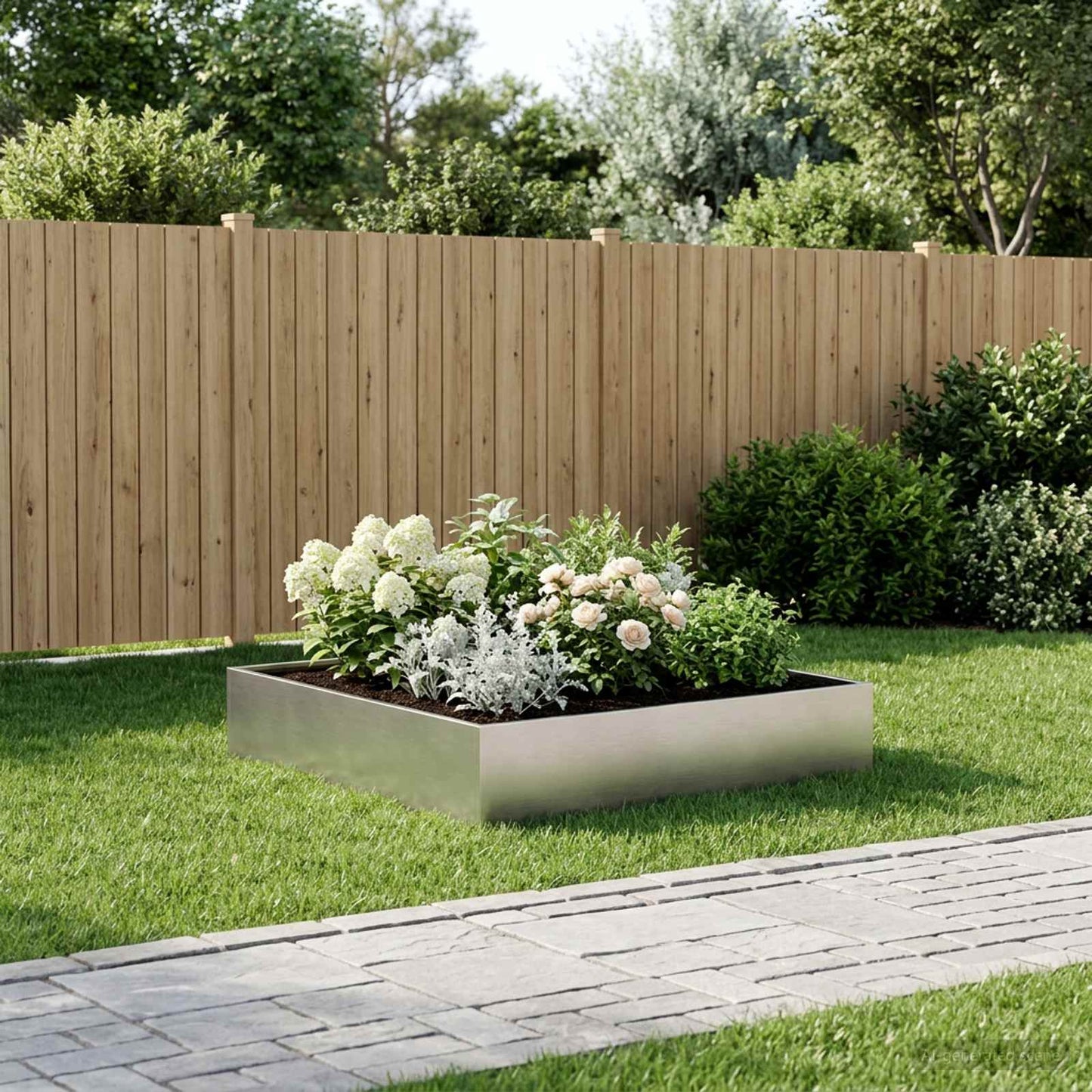 Garden Planter Silver 80 x 80 x 20 cm Stainless Steel