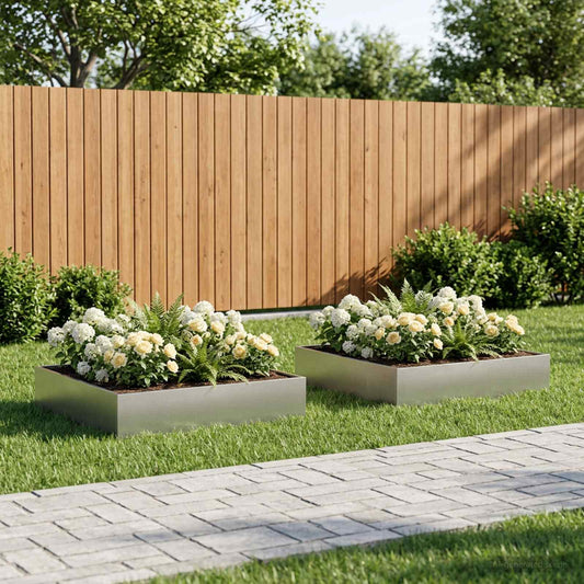 Garden Planter 2 pcs Silver 80 x 80 x 20 cm Stainless Steel