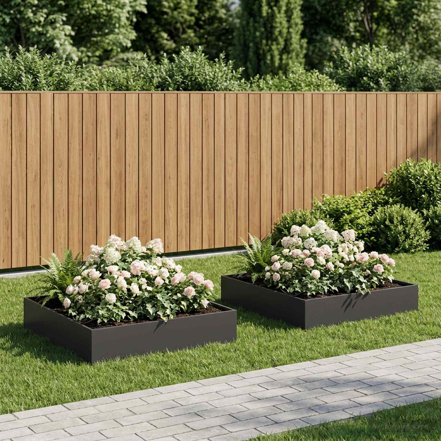 Garden Planter 2 pcs Black 100 x 100 x 20 cm Cold-rolled Steel