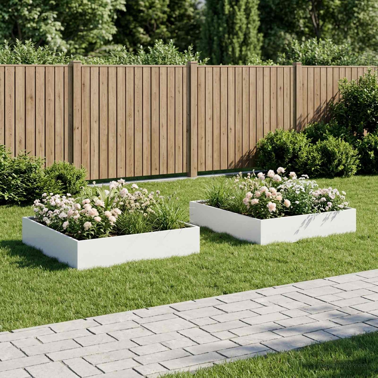 Garden Planter 2 pcs White 100 x 100 x 20 cm Cold-rolled Steel