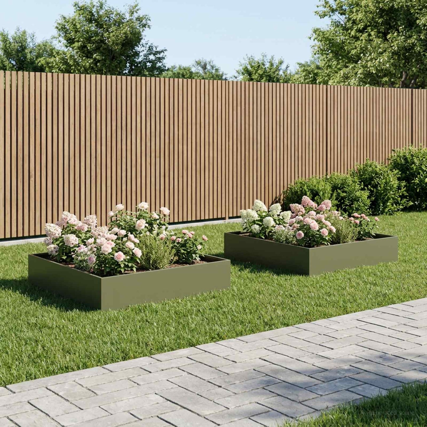 Garden Planter 2 pcs Olive Green 100 x 100 x 20 cm