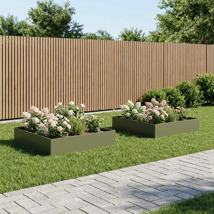 Garden Planter 2 pcs Olive Green 100 x 100 x 20 cm