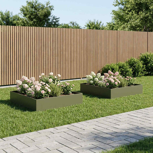 Garden Planter 2 pcs Olive Green 100 x 100 x 20 cm