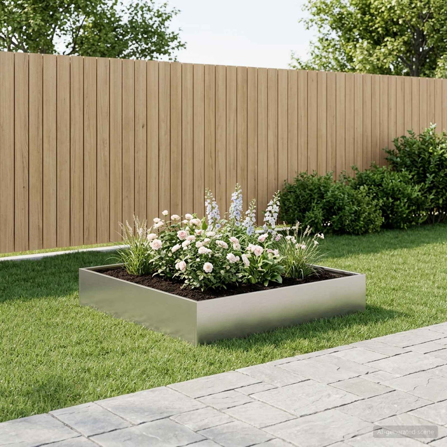 Garden Planter Silver 100 x 100 x 20 cm Galvanised Steel