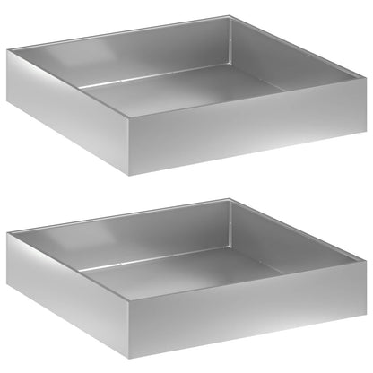 Garden Planter 2 pcs Silver 100 x 100 x 20 cm Galvanised Steel