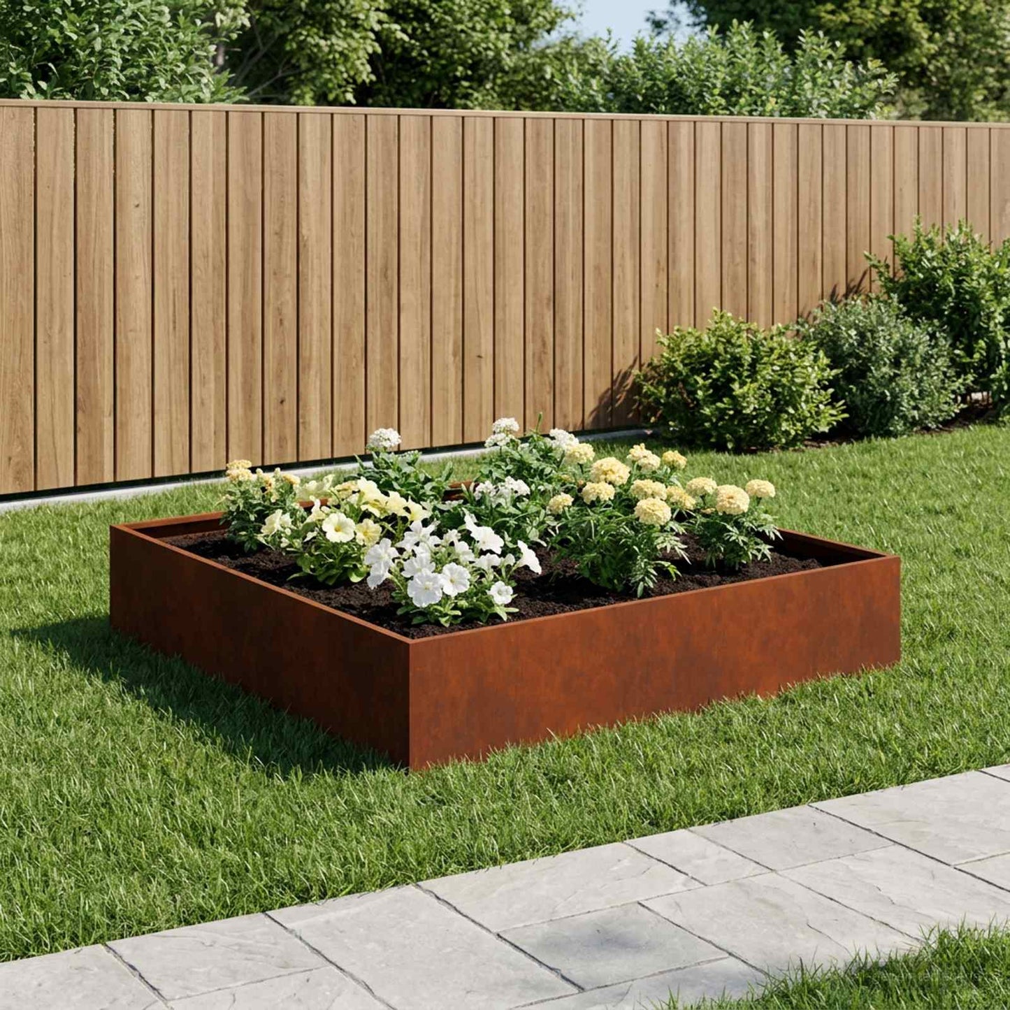 Garden Planter Rusty 100 x 100 x 20 cm Weathering Steel