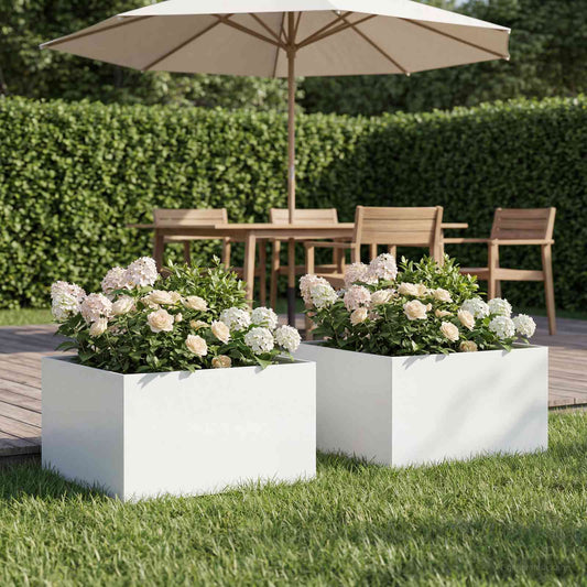 Garden Planter 2 pcs White 40 x 40 x 30 cm Cold-rolled Steel